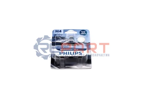 Лампа накаливания H4 12V 60/55W WhiteVision ULTRA +60 (4200K) (1шт) (выр-во) PHILIPS 12342WVUB1 Купить в Украине
