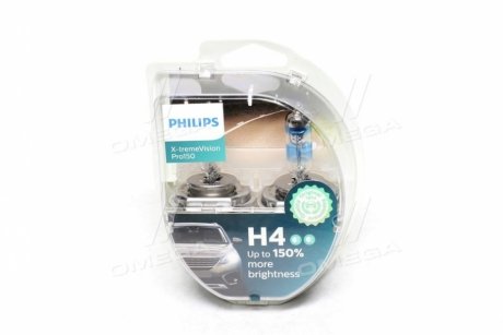 Лампочка X-tremeVision Pro150 галоген H4 (2 шт, 12 В, 60/55 Вт, тип гнізда: P43T-38) PHILIPS 12342XVPS2 (фото 1)