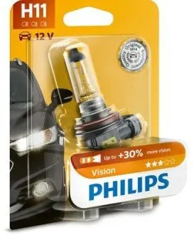 Лампа (упаковка-блістер 1шт) H11 12В 55Вт PGJ 19-2 Vision PHILIPS 12362PRB1 Купити в Україні