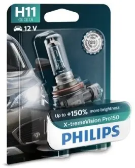 Лампа (упаковка-блістер 1шт) H11 12В 55Вт PGJ 19-2 X-tremeVision Pro150 PHILIPS 12362XVPB1 Купити в Україні