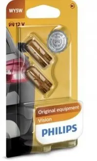 Лампа (упаковка-блістер 2шт) WY5W 12В 5Вт Vision, жовта PHILIPS 12396NAB2 Купити в Україні