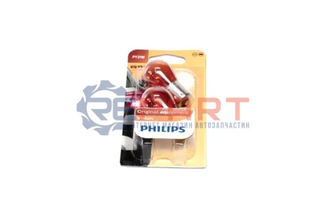 Автолампа Philips Vision PY21W BAU15s 21 W оранжевая PHILIPS 12496NAB2 Купить в Украине