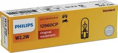 Лампа панелі приладів (картон 10шт) W2W 12В 2Вт W2,1X9,5D Vision PHILIPS 12960CP Купити в Україні