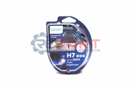 Лампа (Набір 2шт) H7 12В 55Вт PX26D (EN) up to 200% greater brightness RacingVision GT200 3500K PHILIPS 12972RGTS2 Купити в Україні