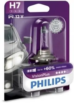 Лампа (упаковка-блістер 1шт) H7 12В 55Вт PX26D VisionPlus PHILIPS 12972VPB1 Купити в Україні
