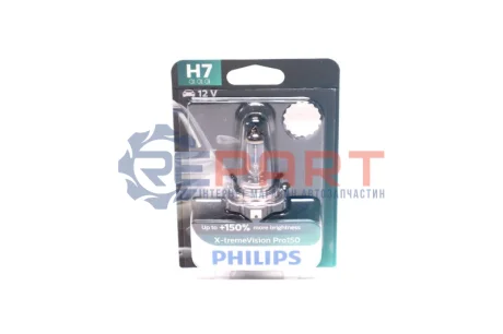 Лампа (упаковка-блістер 1шт) H7 12В 55Вт PX26D X-tremeVision Pro150 3400K PHILIPS 12972XVPB1 Купити в Україні