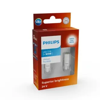 LED лампочка (картон 2шт) LED 24В 1Вт W2,1X9,5D без гомологического сертификата Ultinon Pro7000 SI, белый 6000K PHILIPS 24961CU70X2