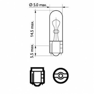 Автомобильная лампа: 12 [В] (к-кт 2шт) W1,2W Vision 1,12W цоколь W2x4,6d Blister PHILIPS 5554530 (фото 1)