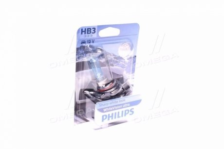 Лампа накаливания HB3 WhiteVision ultra 12V 60W P20d (+60) (3800K) 1шт. blister (выр-во) - (90981YZZAE, 9098113046, 0009947274) PHILIPS 9005WVUB1