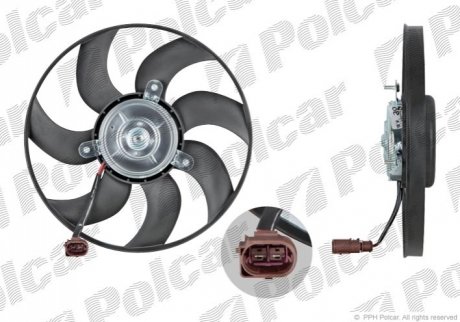 Вентилятор радиатора Audi A1, A3, TT,Skoda Octavia, Superb, Yeti VW Beetle, Caddy1.0-3.6 02.03- - 133123U3-1 (3C0959455G, 1K0959455CR) Polcar 133123U31 (фото 1)