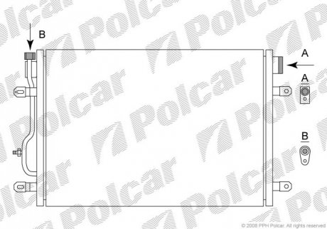 Радиатор кондиционера - (8E0260403B, 8E0260403A) Polcar 1334K8C1S
