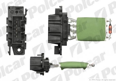 Реостат вентилятора салону Fiat Doblo Opel Corsa D 1.2-1.4Lpg 08.06- Polcar 3024KST2 (фото 1)