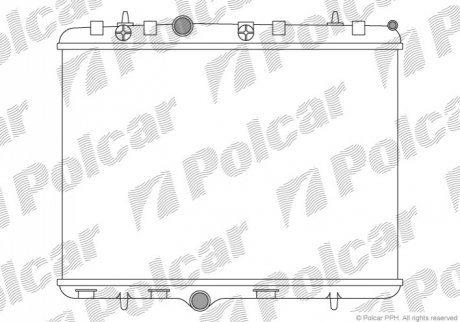 Радиатор охлаждения двигателя Citroen C2, C2. C3 Picasso, C4.Peugeot 1007, 2008 I, 207, 208, 208 I 1.0-2.0 05.01- Polcar 574808A1