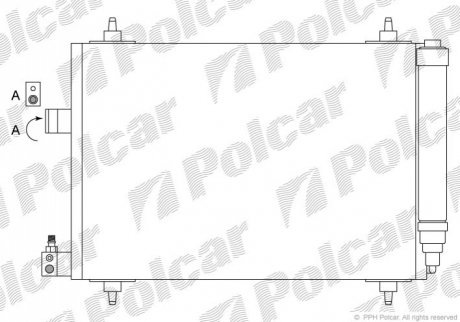 Радіатор кондиціонера Peugeot 407 1.6HDI 04- Polcar 5748K8C1