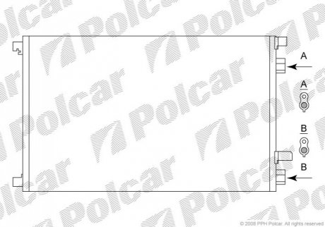 Радиатор кондиционера Renault Megane 1.5dCi 05- - (8200115543) Polcar 6012K8C1S