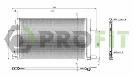 Конденсер кондиціонера PROFIT 1770-0380 Купити в Україні