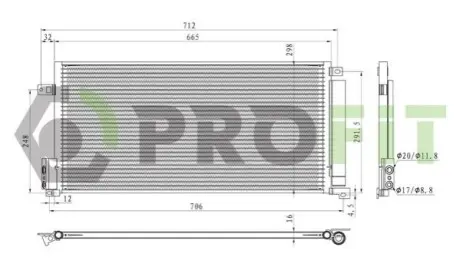 Конденсер кондиціонера PROFIT 1770-0525 Купити в Україні