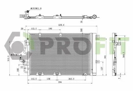 Конденсер кондиціонера PROFIT 1770-0539 Купити в Україні