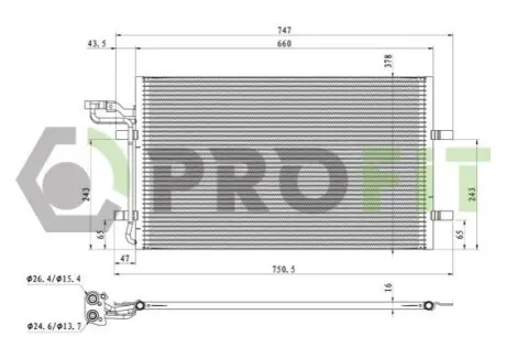 Конденсер кондиціонера PROFIT 1770-0550 Купити в Україні