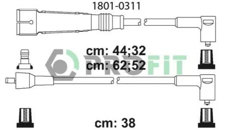 Проводи запалювання VW Golf III 1.4i 91-99 (к-кт) PROFIT 1801-0311 Купити в Україні