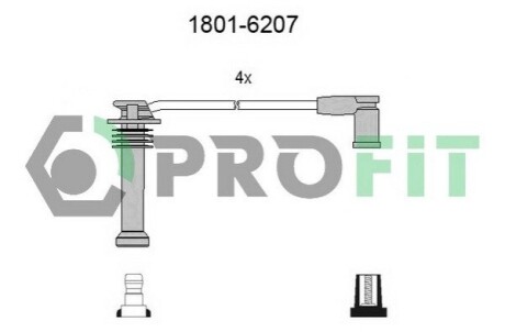 Комплект кабелів високовольтних PROFIT 1801-6207 (фото 1)