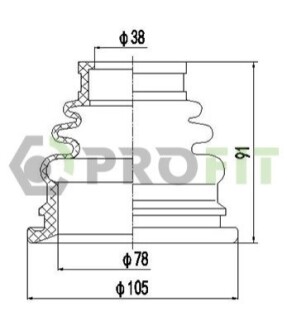 Пыльник ШРКШ резиновый + смазка PROFIT 2710-0021 XLB (фото 1)