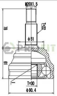 ШРКШ (зовнішній) Audi 80/90 86-94 (30x22x90) PROFIT 2710-1050 Купити в Україні