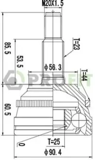 Шрус (зовнішній) Renault Laguna/Megane/Scenic 93-01 (23/25z) (+ABS 44) PROFIT 2710-1422 Купити в Україні