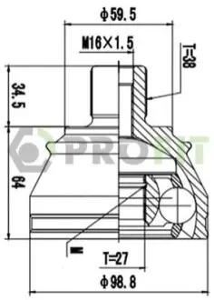 ШРКШ (зовнішній) Audi A6/A8 04-11 (38/27z) PROFIT 2710-1552