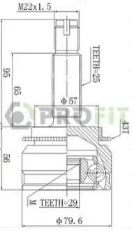 ШРКШ (зовнішній) Mitsubishi Outlander I 2.0 02-06 (25/29z) (ABS 43z) PROFIT 27103013 Купити в Україні