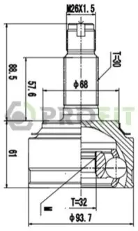 ШРКШ (зовнішній) Honda Accord VIII/CR-V III 2.0/2.4i 06- (30/32z) PROFIT 2710-3016 Купити в Україні