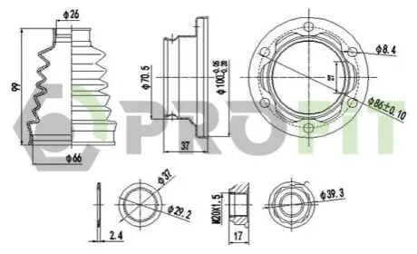 Пильник ШРКШ (внутрішній) VW Golf 81- (27x100x110mm) PROFIT 2810-0012 XLB