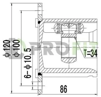 ШРКШ (внутрішній) VW Caddy III 1.9TDI, 04-10, 55/77kw,DSG (z=34) Ø80mm PROFIT 2810-2032