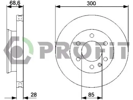 Диск гальмівний (передній) MB Sprinter/VW Crafter 06- (299.6x28) PROFIT 5010-0310