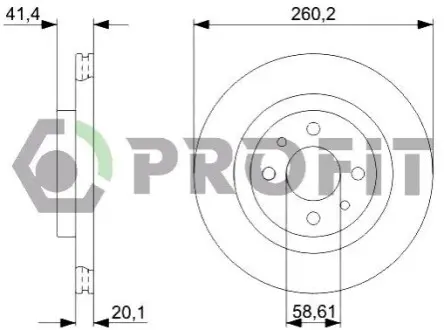 Диск гальмівний (передній) Lada 2110/2112 95-10/Kalina 04-13/Priora 08- (260x20). PROFIT 5010-1147 Купити в Україні