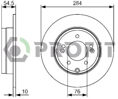 Диск гальмівний (задній) Hyundai Elantra/Sonata 11- (284x10) PROFIT 5010-1787 Купити в Україні