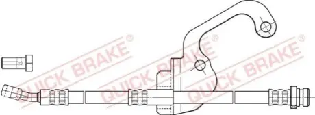 Гальмівний шланг гнучкий задн Лів (довжина 430мм, M10x1/M10x1) HYUNDAI TERRACAN 2.5D/2.9D/3.5 11.01-12.06 QUICK BRAKE 50838X