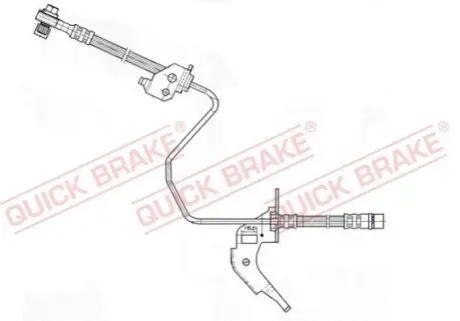 Гальмівний шланг гнучкий задн Прав (довжина 730мм, M10x1/M10x1,5) OPEL ASTRA G, ASTRA G CLASSIC, ASTRA H, ASTRA H CLASSIC, ASTRA H GTC, COMBO, COMBO TOUR, MERIVA A, MERIVA B 1.2-2.2D 02.98 QUICK BRAKE 59959X