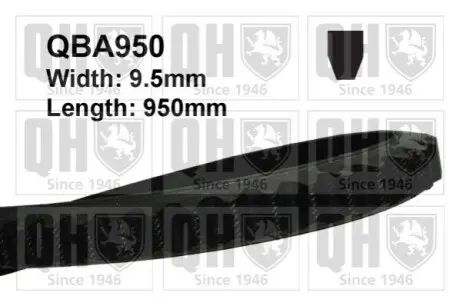 Ремінь генератора клиновий VW Golf II/VW Passat B3/B4/Audi 80/100 1.6/1.8/2.0 79-88 QUINTON HAZELL QBA950 Купити в Україні