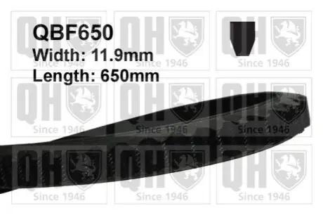 Ремінь генератора VW Passat/Golf 1.9D/TDI 83-91 (PS) (11.9x650) QUINTON HAZELL QBF650 Купити в Україні