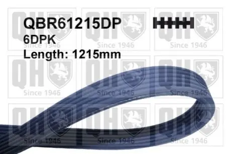 Фото Ремінь генератора VW T5 1.9TDI/VW Caddy 1.9/2.0TDI (+AC) QUINTON HAZELL (QBR61215DP) зображення 1