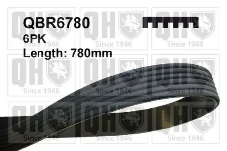 Ремінь генератора Citroen C2/C3 1.4HDi 02-/C4/Peugeot 206 CC/207/307 1.6HDi 03-15 (6PK780) QUINTON HAZELL QBR6780 Купити в Україні