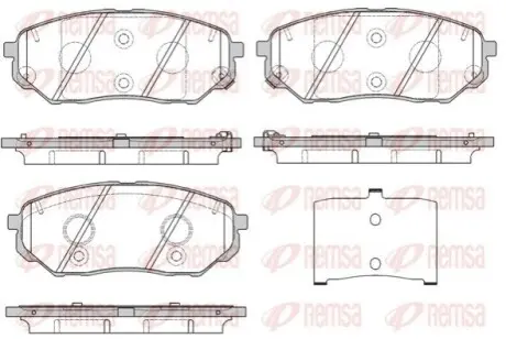 Колодки гальмівні (передні) Hyundai Santa Fe IV/Kia Sorento 2.0-3.3 15- (Mando) REMSA 166102 Купити в Україні