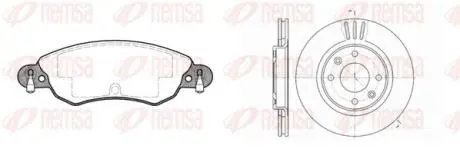 Фото CITROEN К-кт гальм. колодки + диски BERLINGO 07/96- C2 09/03- C3 11/09- C3 PICASSO 02/09- C3 PLURIEL 05/03- C4 11/04- C5 08/04- REMSA (8829.00) зображення 1