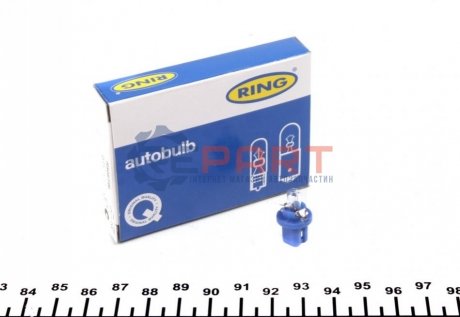 Автолампа 12V 1.2W BX8.5d Blue (в щиток приладів) Ring R509TBL