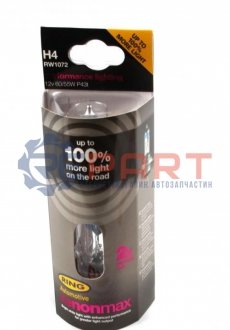 Автолампа H4 12V 60/55W P43t XenonMax +100% (blister/2шт.) Ring RW1072 (фото 1)