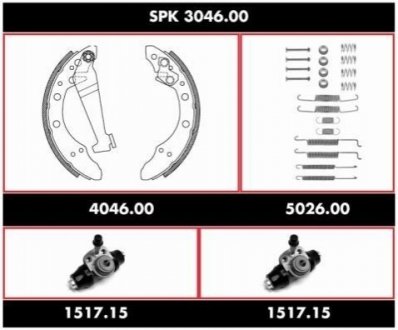 Комплект тормозов, барабанный тормозной механизм ROADHOUSE SPK304600