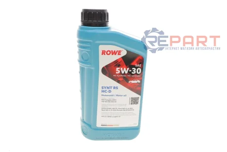 Олива 5W30 HIGHTEC SYNT RS HC-D (1L) (MB 229.5/VW 502 00/505 00/GM-LL-A-025/BMW LL-01) ROWE 20060-0010-99