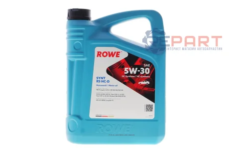 Олива 5W30 HIGHTEC SYNT RS HC-D (4L) (MB 229.5/VW 502 00/505 00/GM-LL-A-025/BMW LL-01) ROWE 20060-0040-99