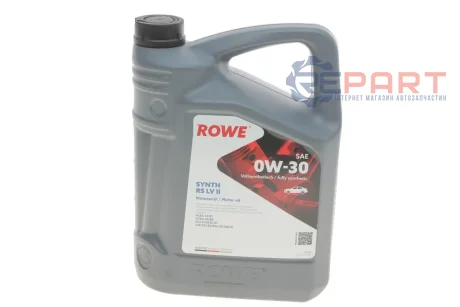 Олива 0W30 HIGHTEC SYNTH RS LV II (5L) (VW 503 00/506 00/506 01/Fiat 9.55535-G1) (ACEA A1/B1/A5/B5) ROWE 20069005099